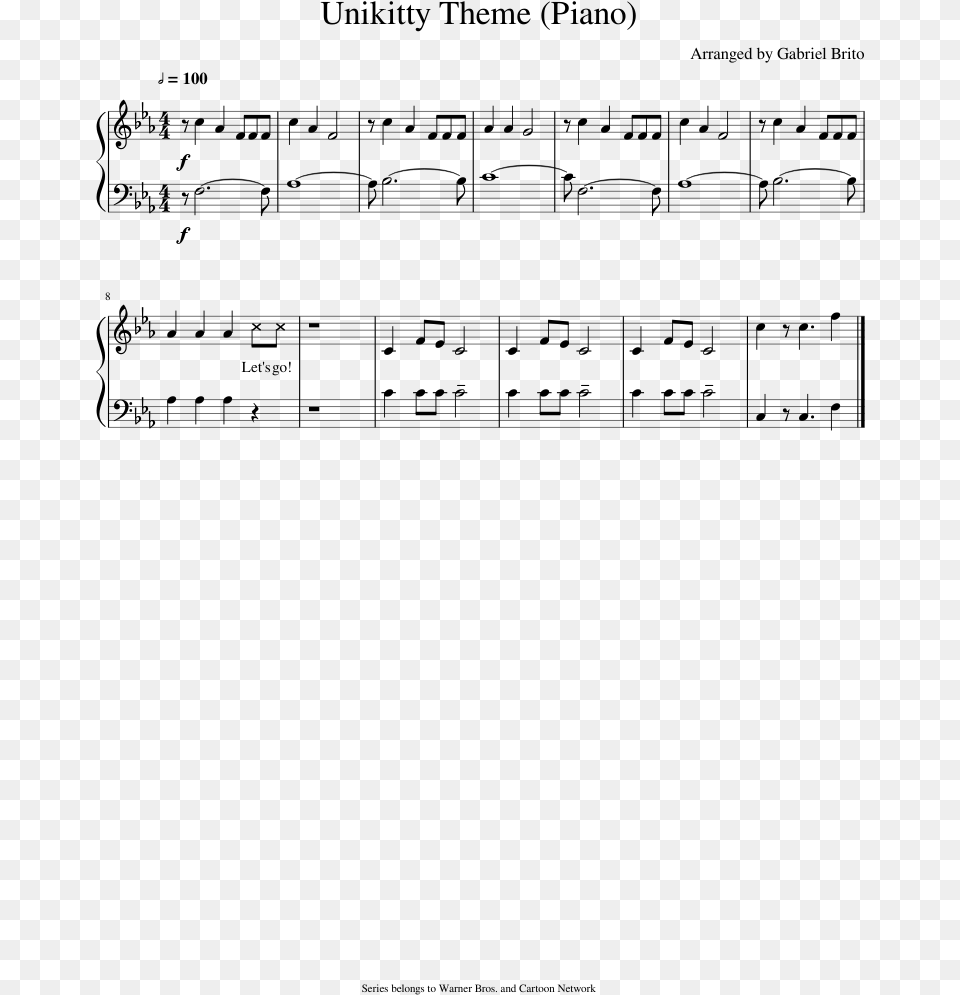 Unikitty Unikitty Theme Sheet Music, Gray Free Png Download