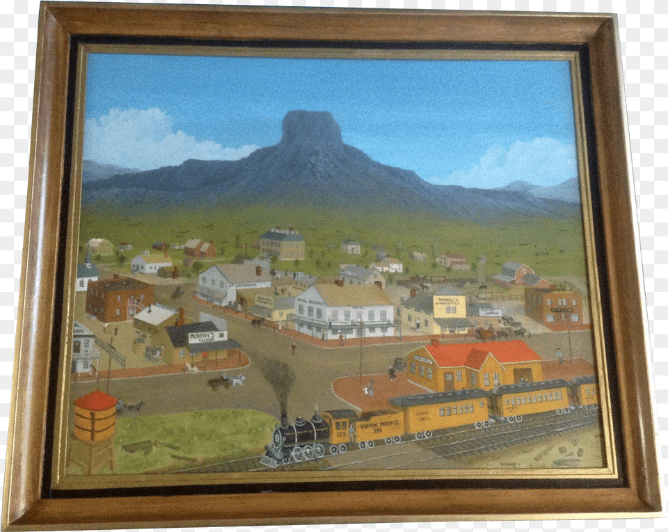 Union Pacific Railroad Blue Hill Station Folk Art Art, Outdoors, Peak, Mountain, Mountain Range Png