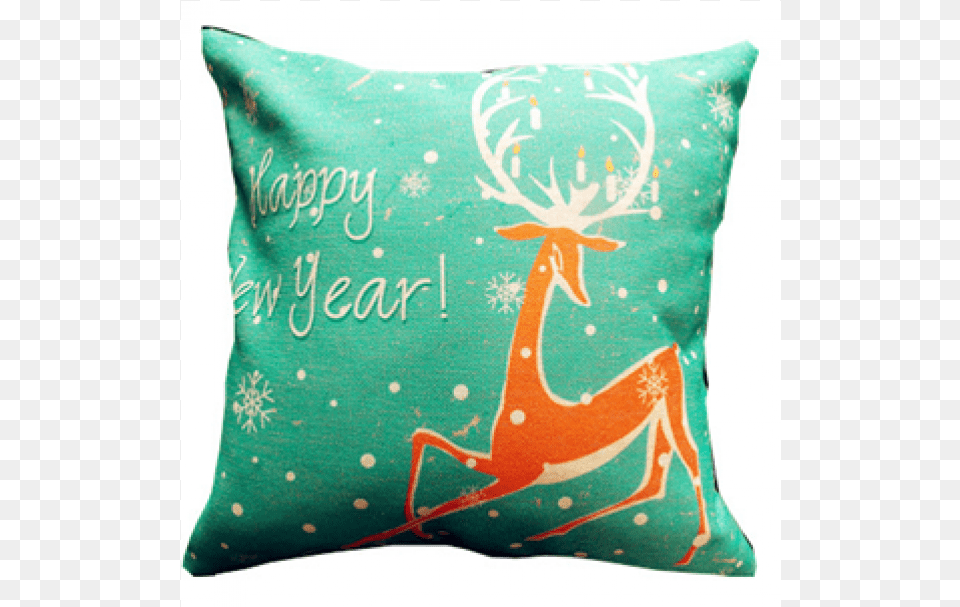 Unique Bargains Piccocasa Linen New Year Deer Pattern, Cushion, Home Decor, Pillow, Diaper Png