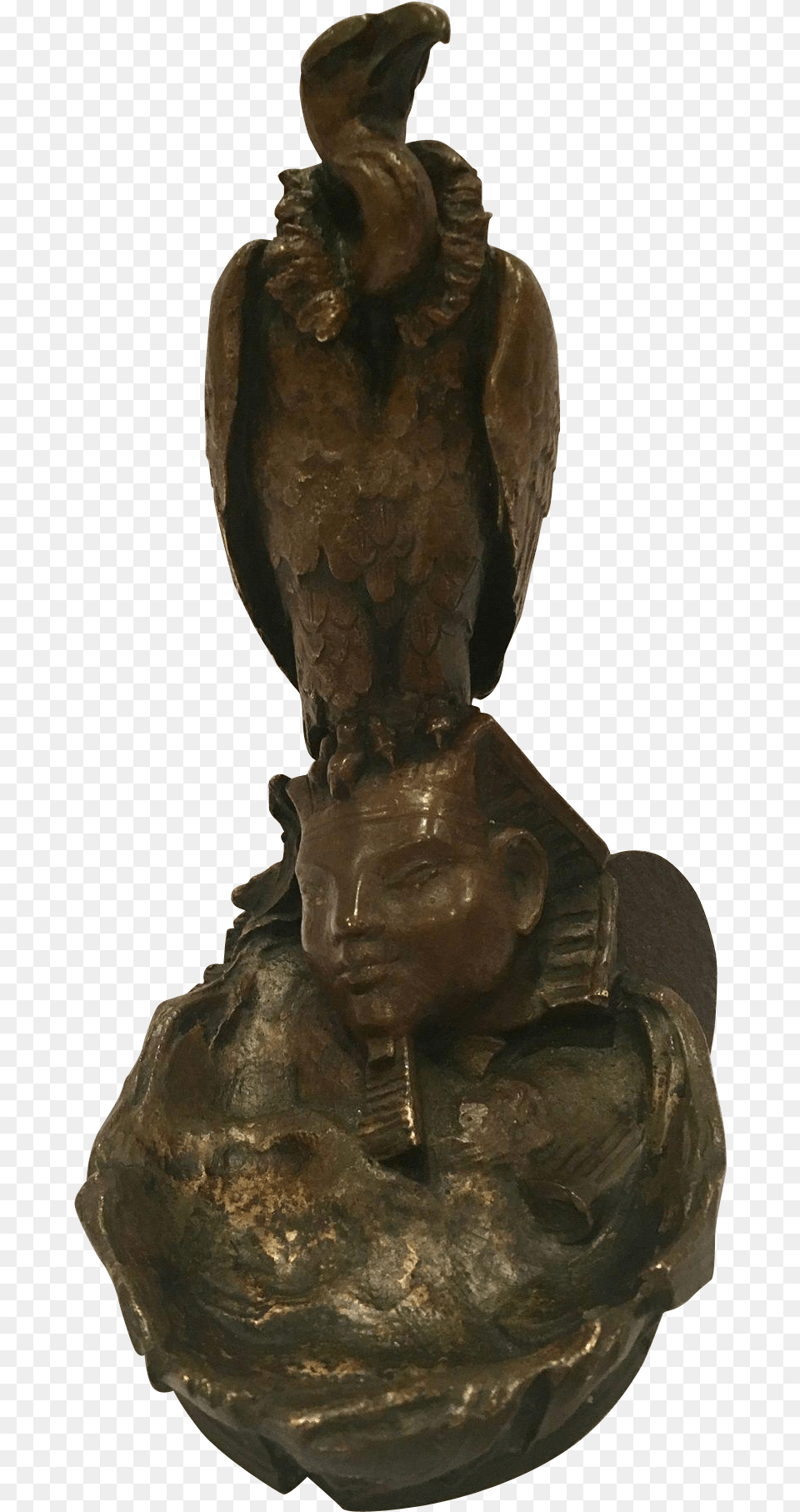 Unique French Inkwell Of A Vulture And A Sphinx Statue, Accessories, Ornament, Person, Head Free Png
