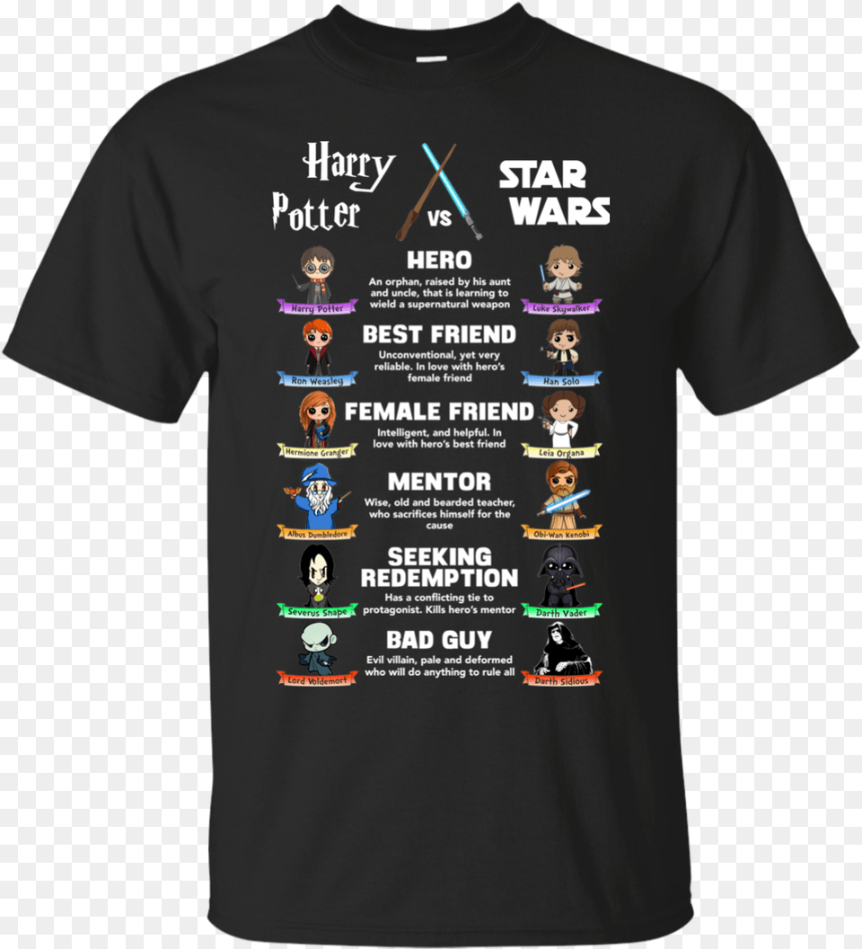 Unique Gildan Shirt Size Chart Harry Potter Vs Star Wars Shirt, Clothing, T-shirt, Person Free Png Download