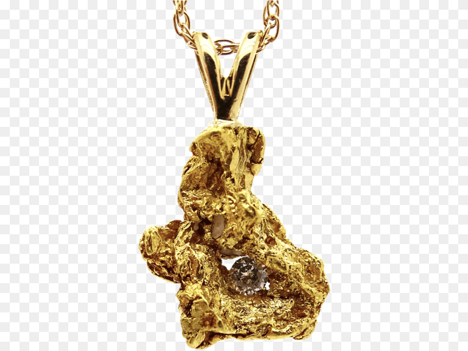 Unique Gold Nugget Diamond Pendant Pendant, Accessories, Gemstone, Jewelry, Person Png Image