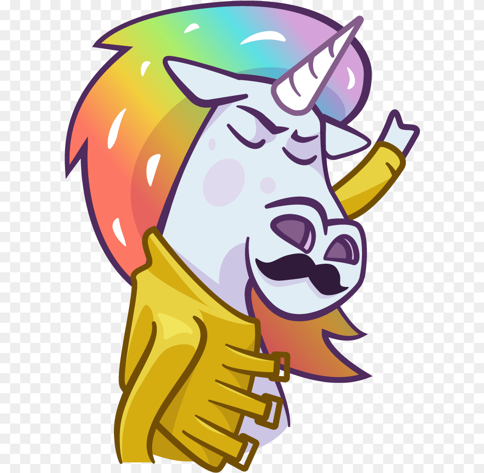 Uniquely Unicorn Raising His Fist In A Freddie Mercury Freddie Mercury Unicorn, Art, Baby, Person, Performer Free Png