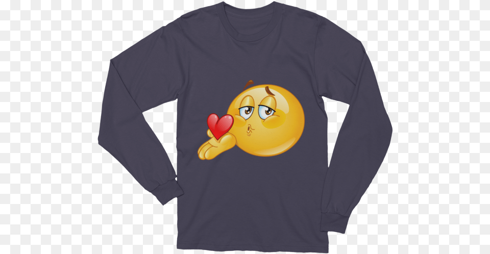 Unisex Blowing Kiss Emoji Long Sleeve T Shirt 1929 T Shirt, Clothing, Long Sleeve, T-shirt Free Png