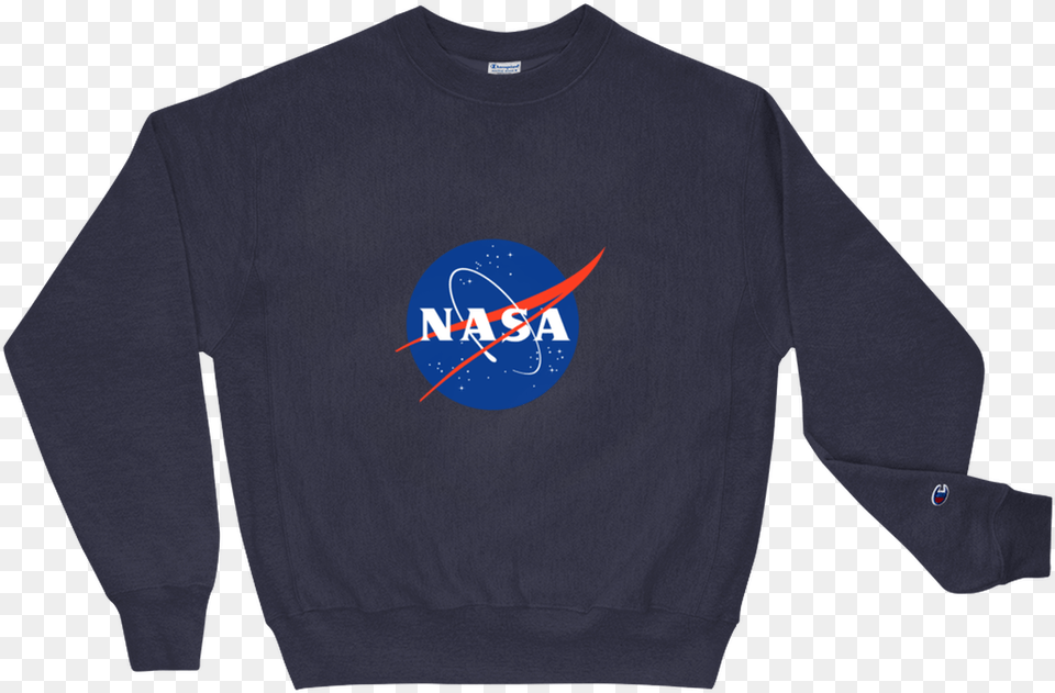 Unisex Champion Nasa Logo Print Crew Neck Sweatshirt Sweater, Clothing, Knitwear, Long Sleeve, Sleeve Free Png