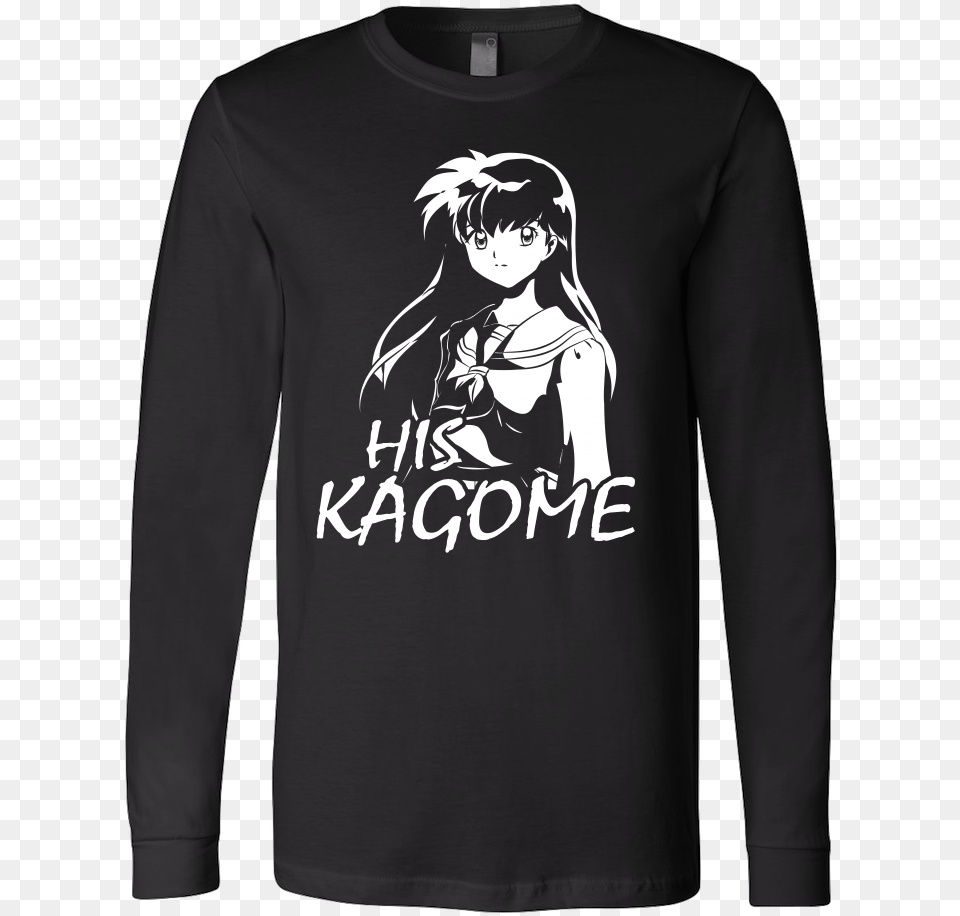 Unisex Long Sleeve T Shirt Inuyasha Manga Caps Black And White Transparent, Long Sleeve, Clothing, T-shirt, Person Free Png