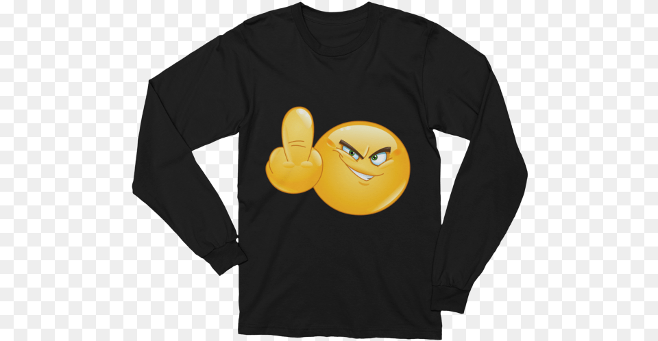 Unisex Middle Finger Emoji Long Sleeve T Shirt Christmas Messages Funny T Shirts, Clothing, Long Sleeve, T-shirt, Hoodie Png