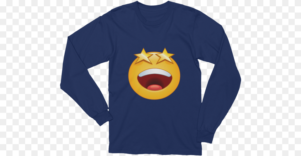 Unisex Stars Eyes Emoji Long Sleeve T Shirt, Clothing, Long Sleeve, T-shirt Png