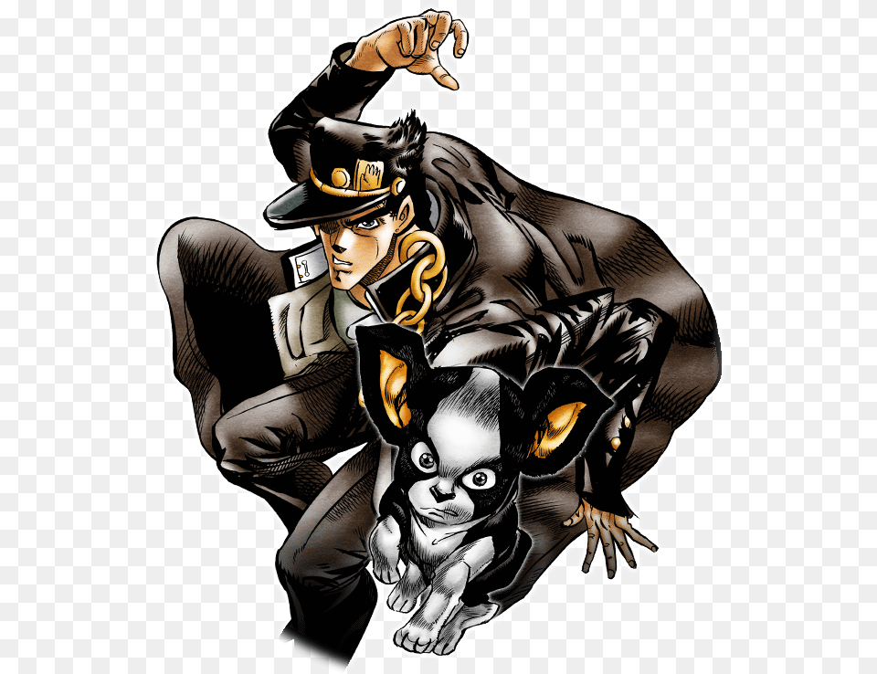 Unit Jotaro Kujo And Iggy Jojo Bizarre Adventure Iggy Transparent Jotaro, Publication, Book, Comics, Person Png