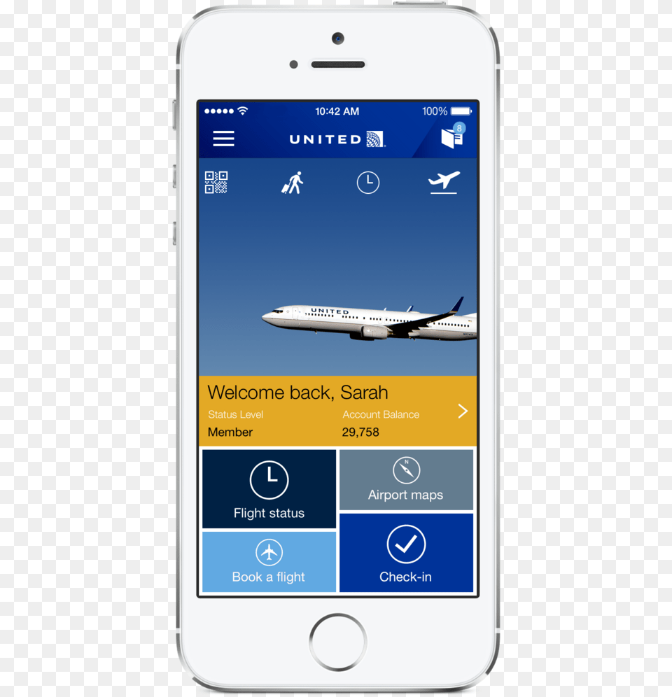 United Airlines App, Electronics, Mobile Phone, Phone, Aircraft Free Png Download