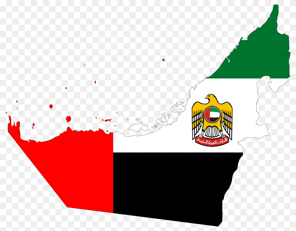 United Arab Emirates Map Flag With Stroke With Emblem Clipart, Logo, Sticker, Animal, Bird Free Png