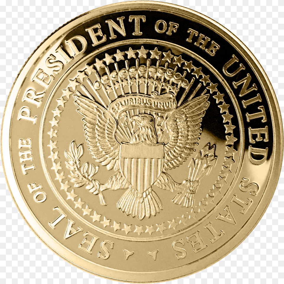 United Gold Of Us States Election Seal Gold Seal Of The President Of The United States, Coin, Money, Animal, Bird Png Image