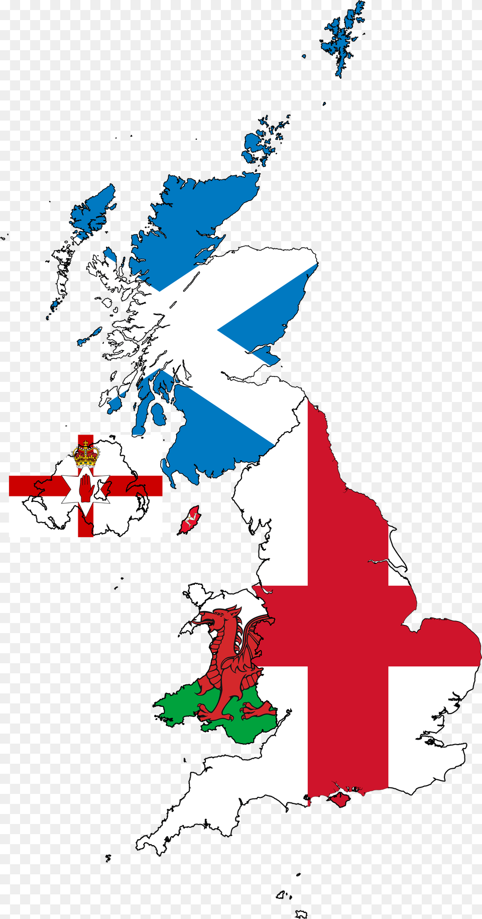 United Kingdom And Northern Ireland Flag Map Map Of The Uk Flags, Logo, Symbol, Cross, Adult Png