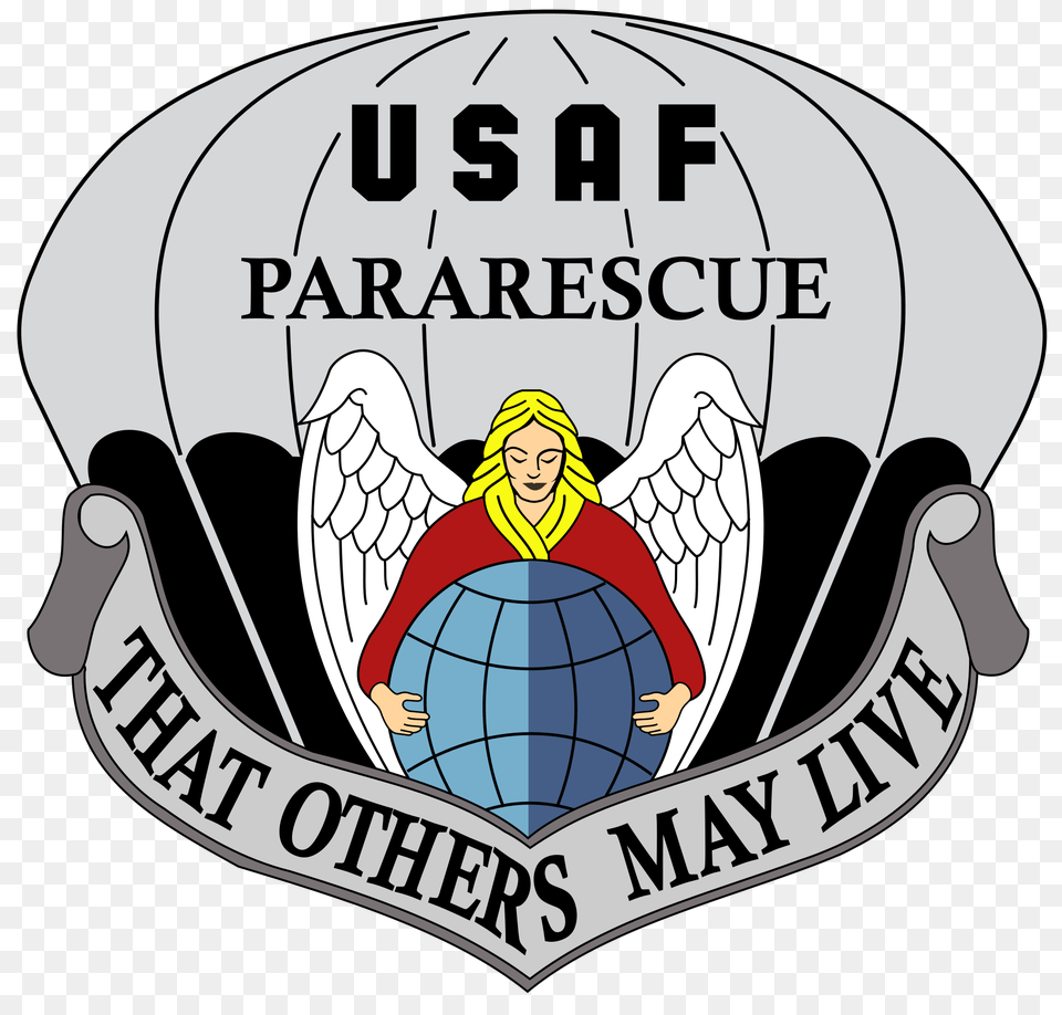 United States Air Force Pararescue Emblem, Logo, Badge, Person, Symbol Free Png Download