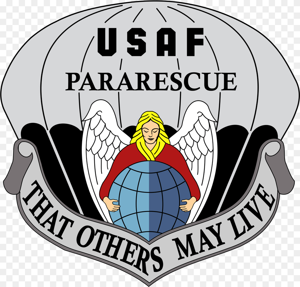 United States Air Force Pararescue Emblem Pararescue Air Force, Badge, Logo, Symbol, Person Png