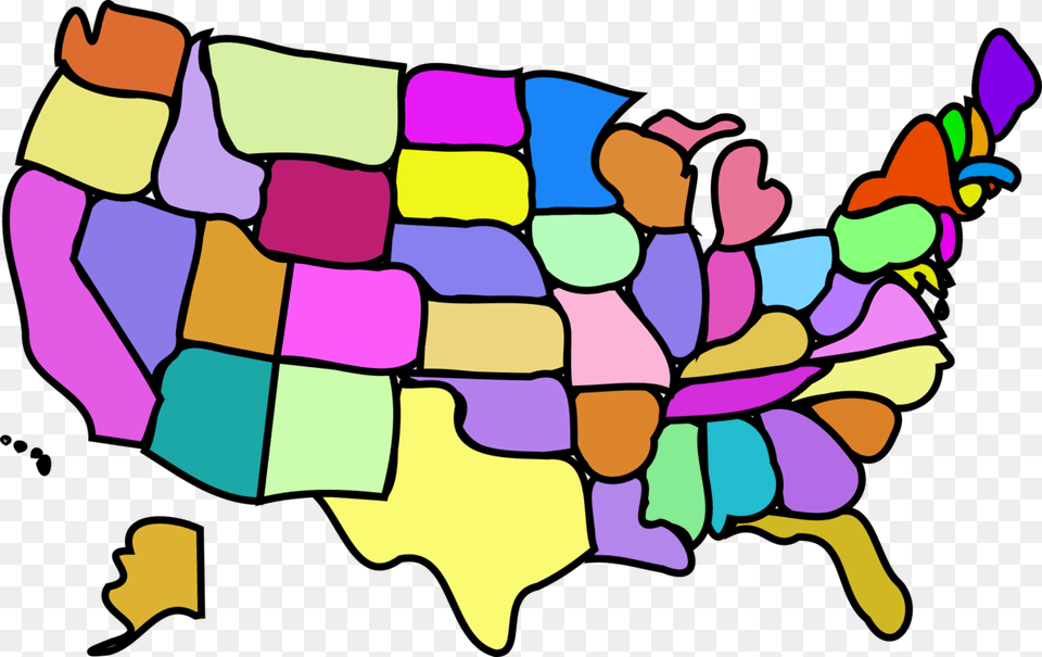 United States Blank Map Cartoon U S State, Art, Graphics, Purple, Baby Free Png Download