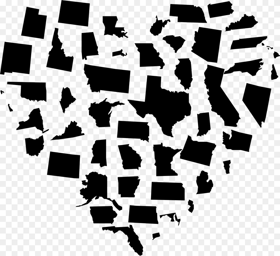 United States Clipart Black And White United States Heart, Gray Png
