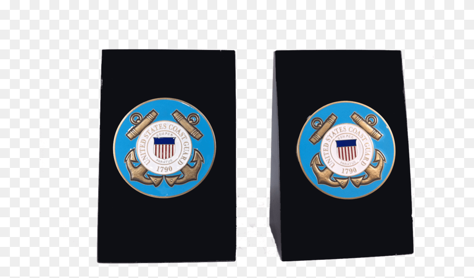 United States Coast Guard Marble Bookends Emblem, Symbol, Badge, Logo, Blackboard Png Image