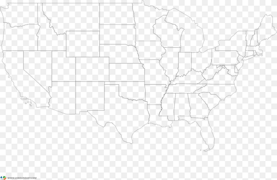 United States Mainland Ouline Map With States Usa States Outline, Chart, Plot, Atlas, Diagram Png