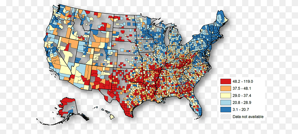 United States Map Of Counties Depicting Teen Birth Us Birth Rate Map, Chart, Plot, Art Free Transparent Png