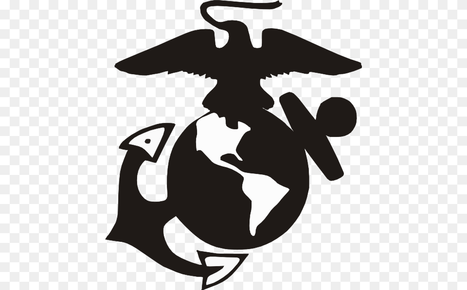 United States Marine Corps Eagle Globe And Anchor Usmc Logo Clip Art, Stencil, Animal, Fish, Sea Life Png