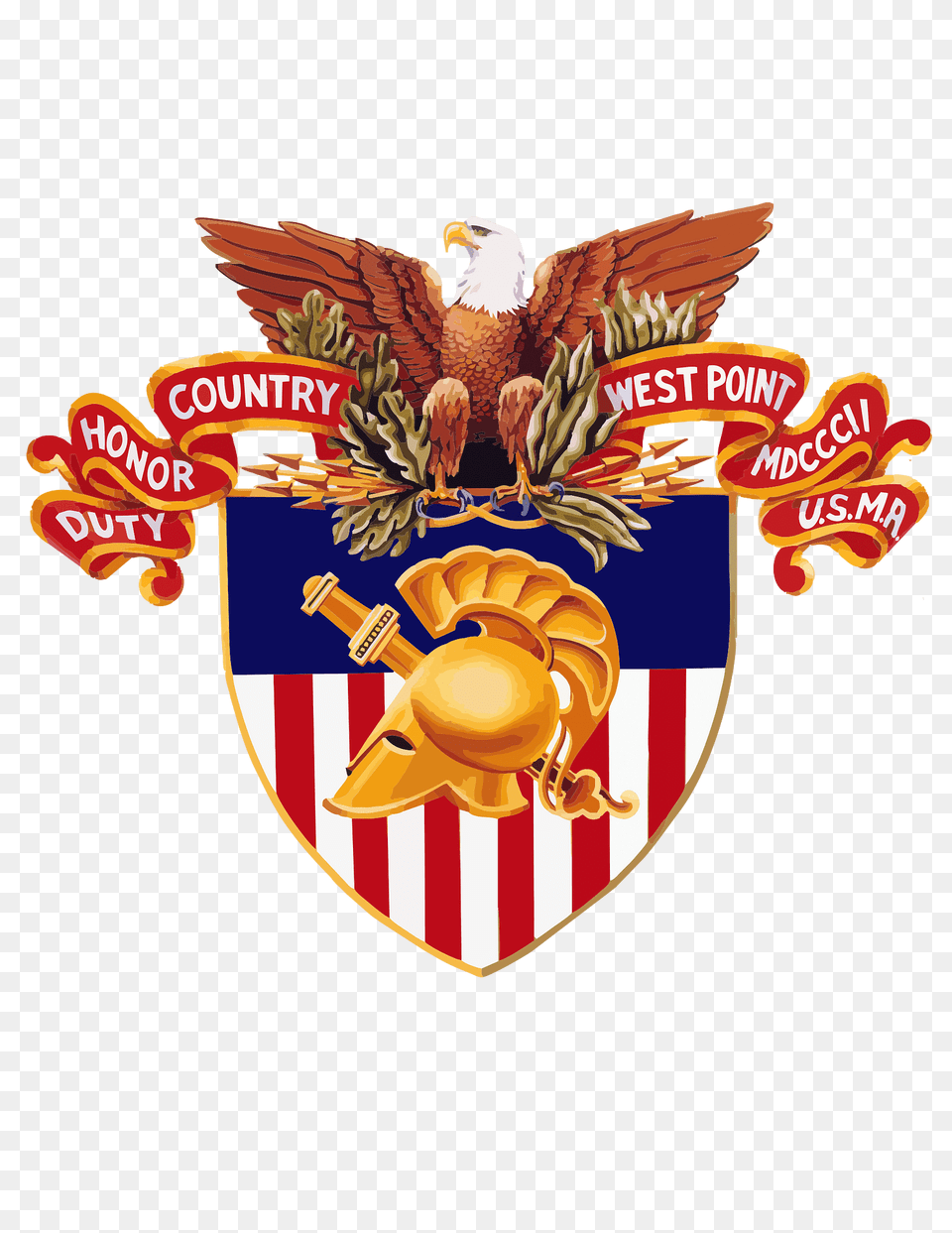 United States Military Academy Coat Of Arms Clipart, Emblem, Symbol, Logo, Badge Png Image