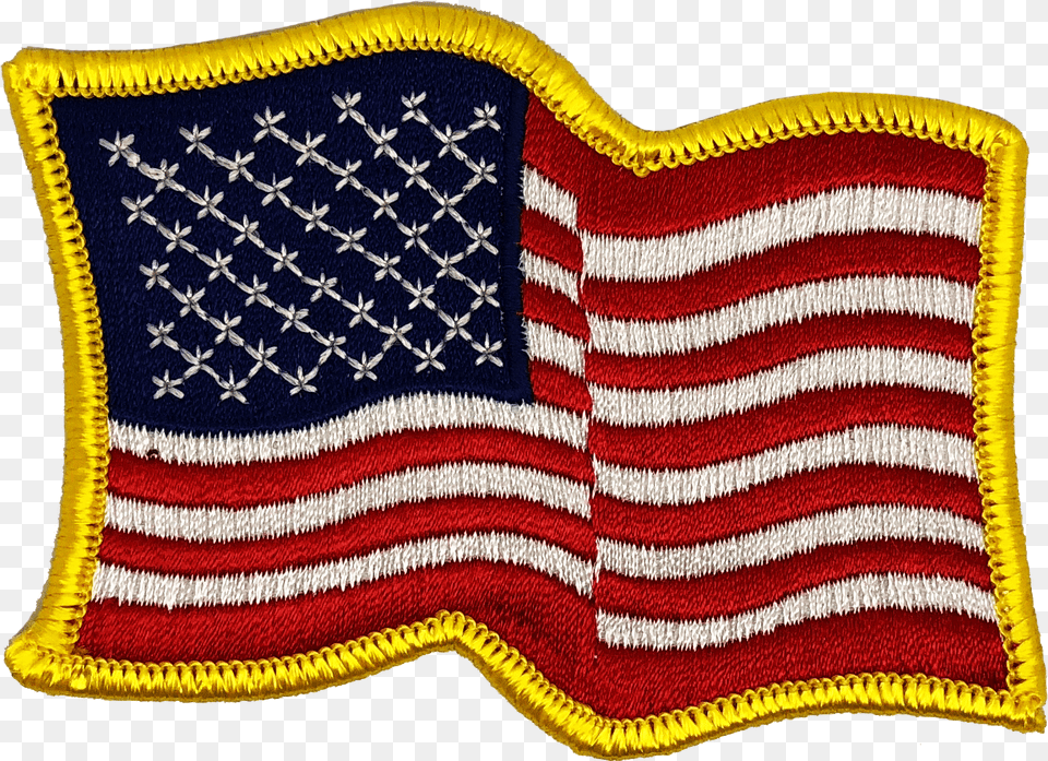 United States Of America Flag Patch Waving Gold Border Patch Flag Usa, American Flag, Accessories, Bag, Handbag Free Png Download
