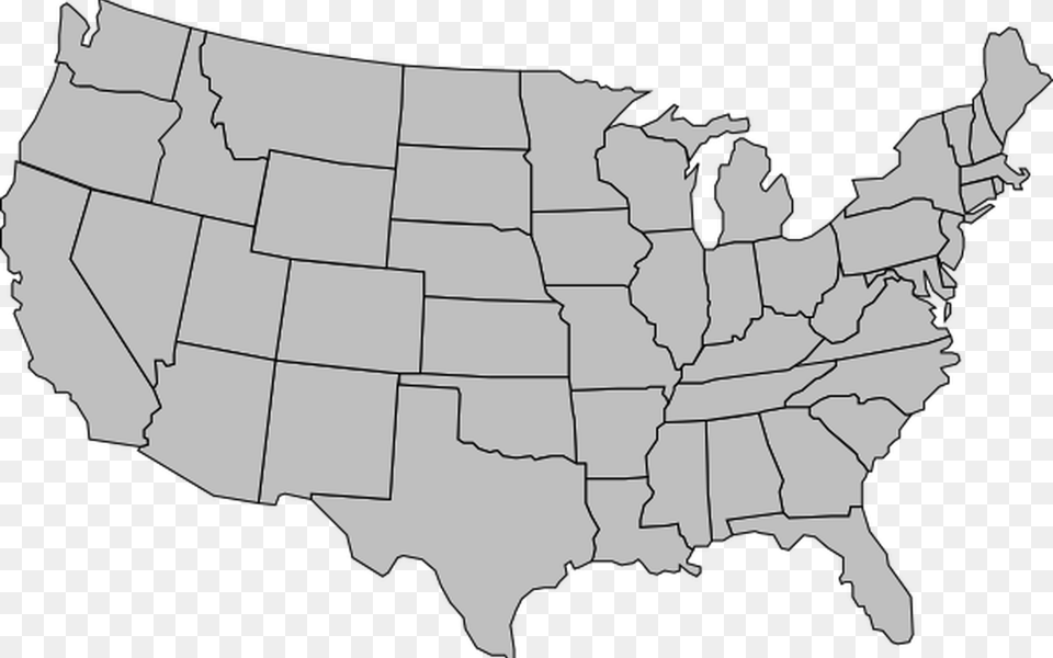 United States Of America Map Outline Gray Clip Art Grey Map Of Us, Plot, Chart, Atlas, Diagram Png