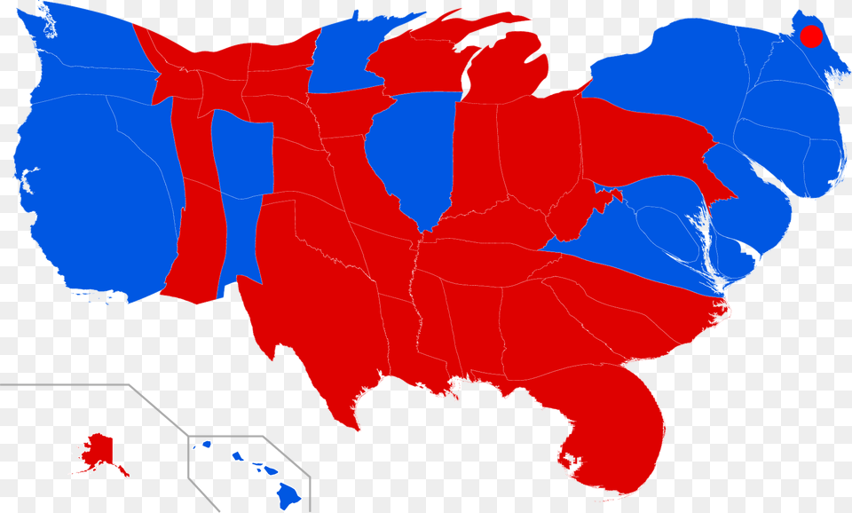 United States Presidential Election 2016 Cartogram Cartogram Us Election 2016, Chart, Plot, Map, Atlas Free Transparent Png