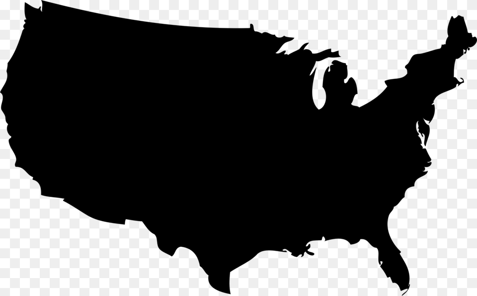 United States Silhouette Vector Map, Gray Png