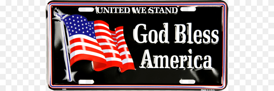 United We Stand God Bless America Usa Us American Flag God Bless America License Plate Automotive, License Plate, Transportation, Vehicle, American Flag Free Png