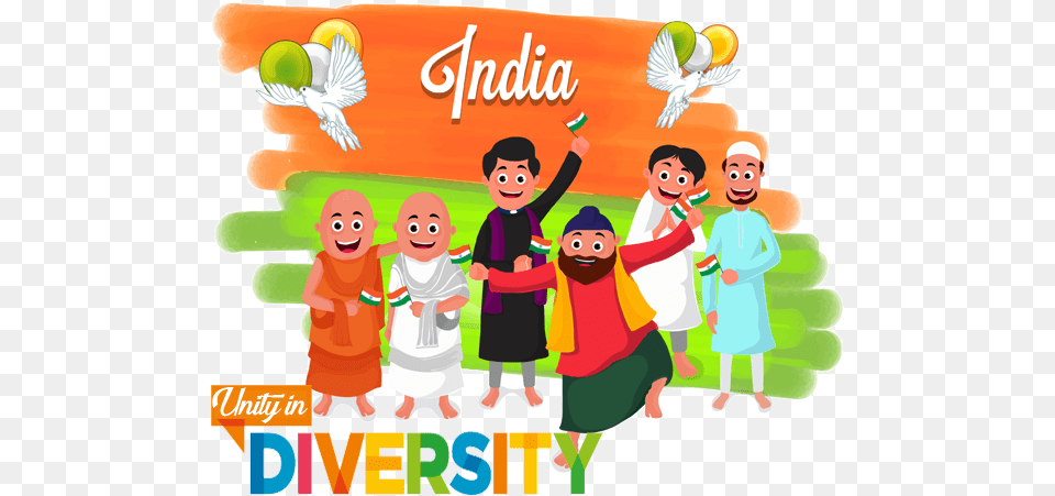 Unity In Diversity Indian Independence Day, People, Person, Baby, Face Free Transparent Png