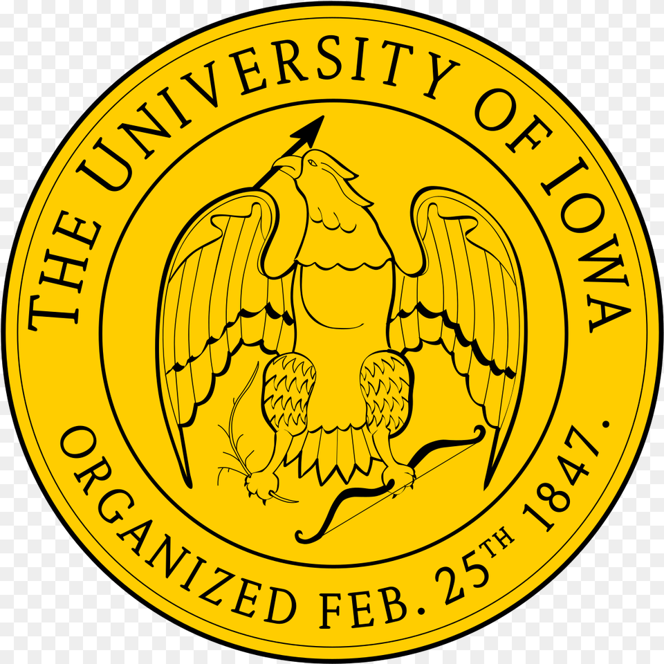 University Of Iowa Logos University Of Iowa Seal, Logo, Person, Coin, Money Free Png