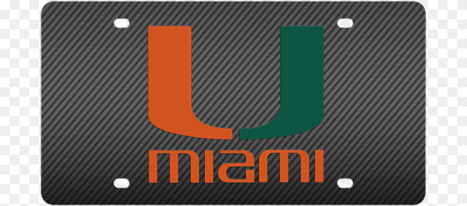 University Of Miami Hurricanes Carbon Fiber License Emblem, License Plate, Transportation, Vehicle Png Image