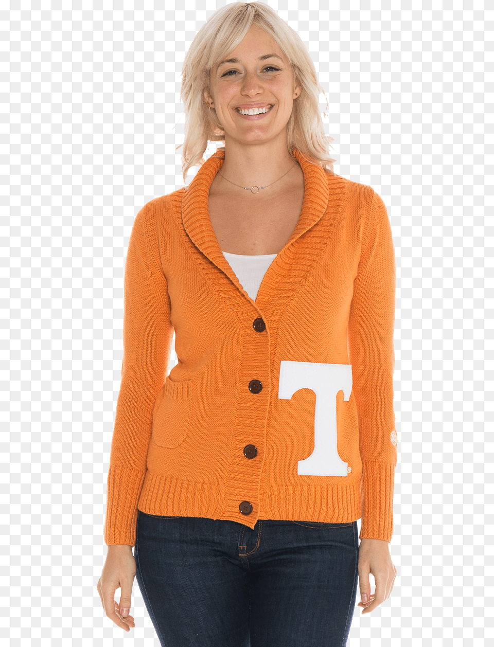 University Of Tennessee Vols Women39s Letterman Cardigan, Adult, Sweater, Person, Knitwear Free Png