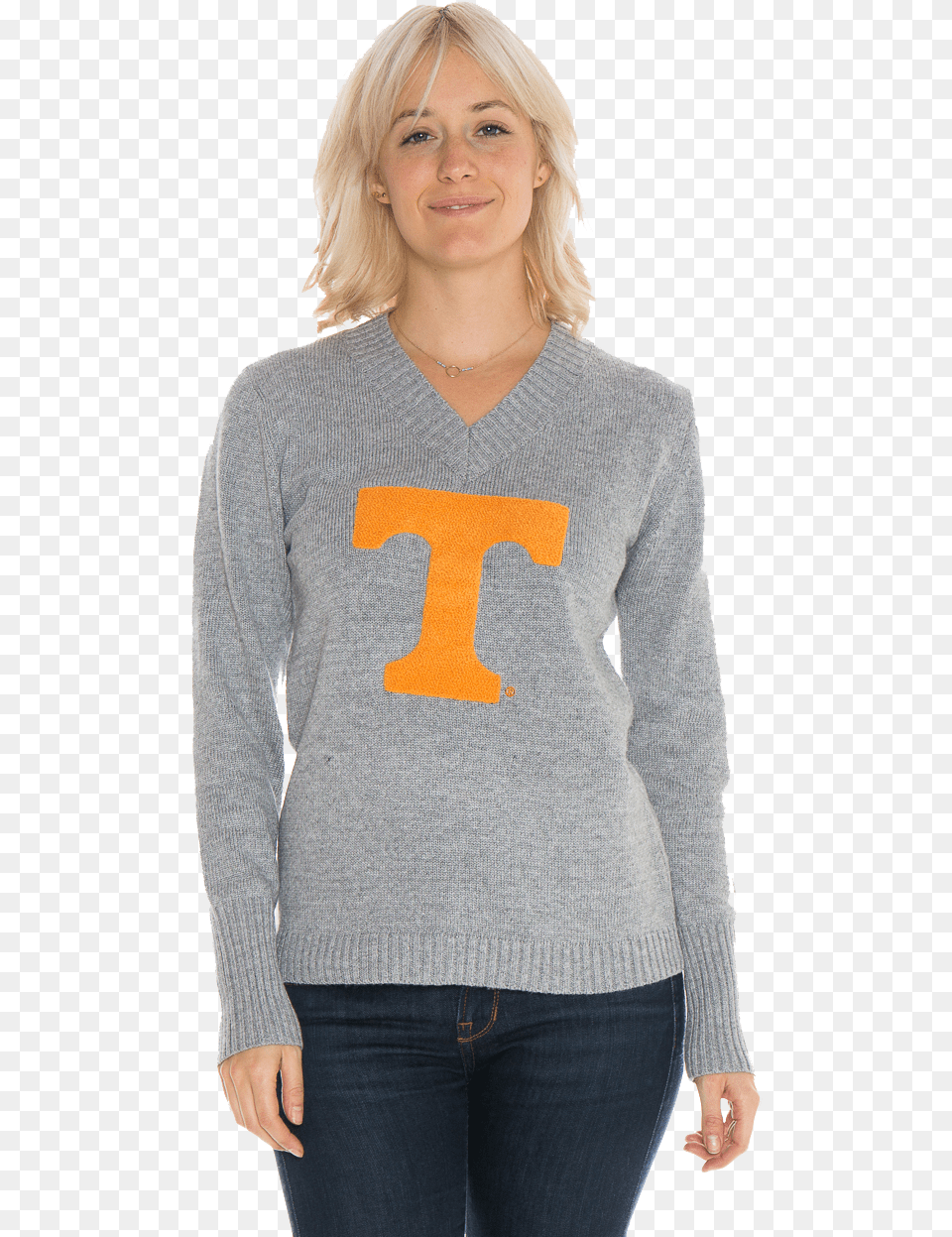 University Of Tennessee Vols Women39s V Neck Sweater, Adult, Person, Knitwear, Woman Png