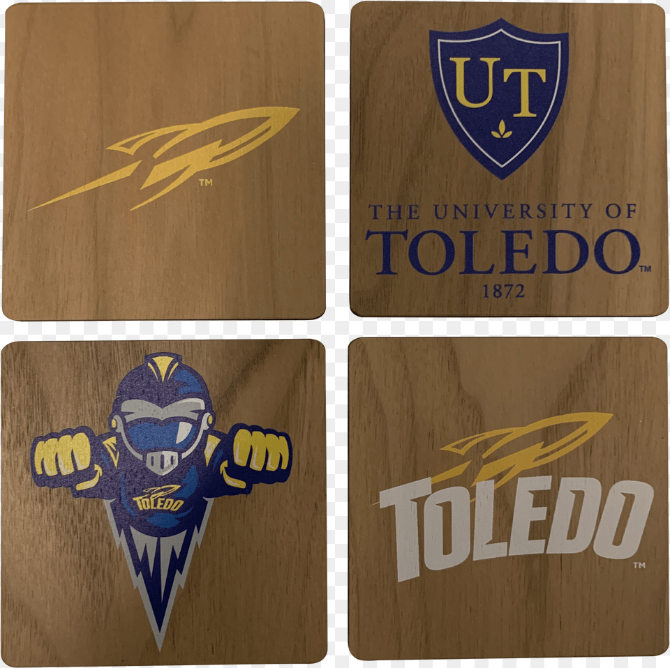 University Of Toledo Walnut Coaster Setclass Emblem, Logo, Symbol, Blade, Dagger Free Png Download