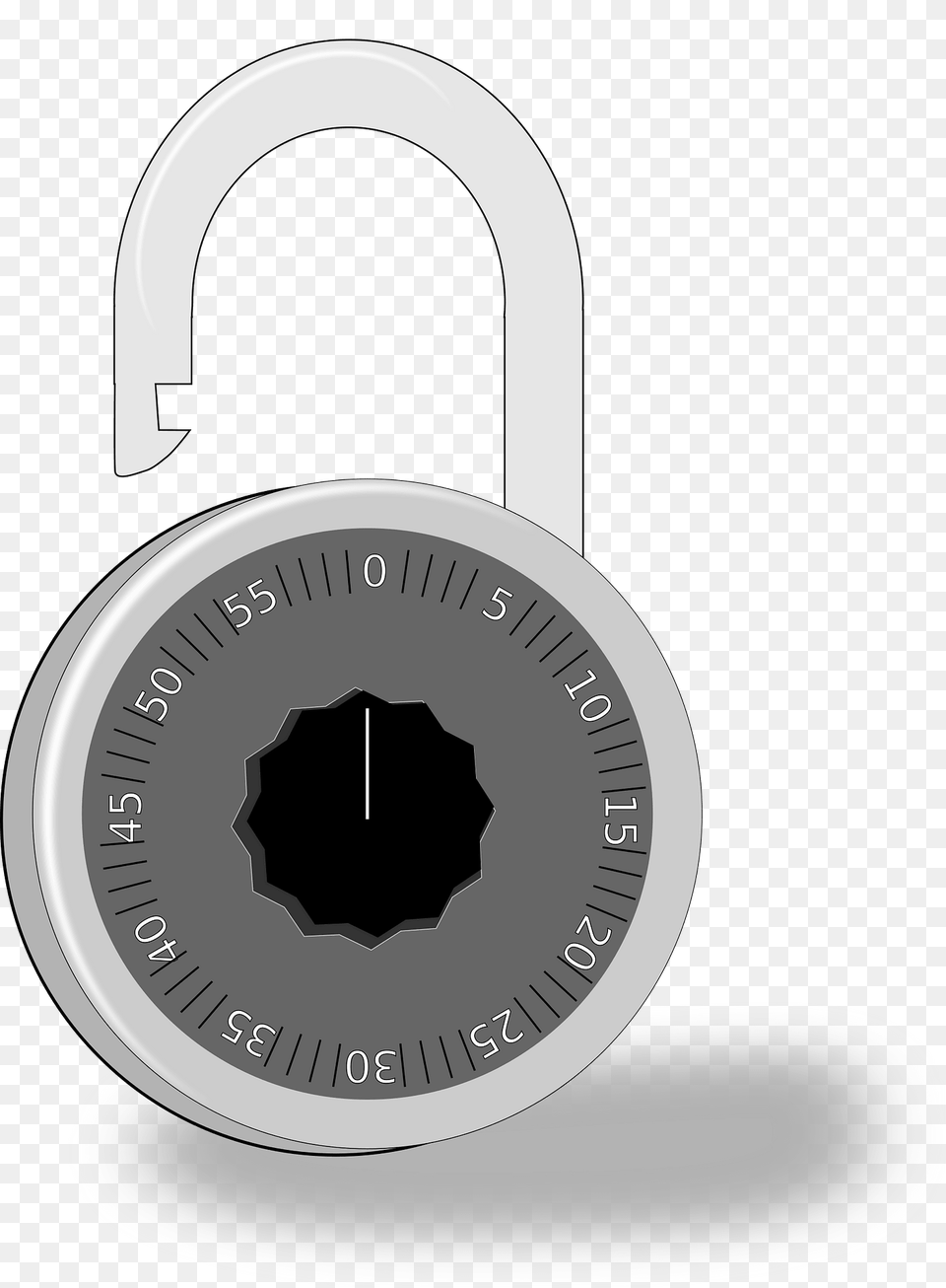 Unlocked Combination Lock Black And White Clipart, Combination Lock Png Image
