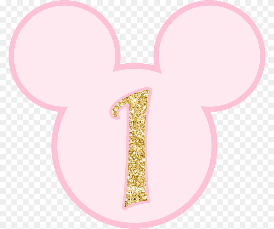 Uno One Glitter Rosa Pink Minnie Mickey Number Numero 1 Minnie, Accessories, Earring, Jewelry, Text Free Png Download