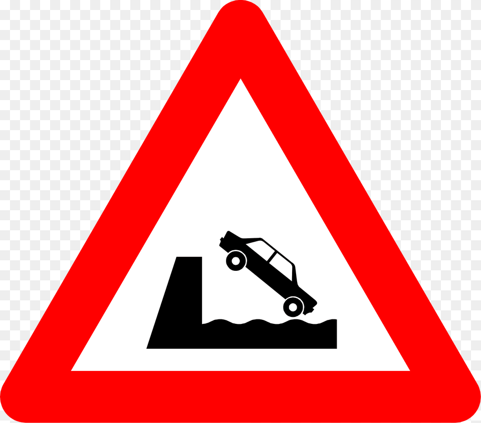 Unprotected Quayside Or Riverbank Sign In Belgium Clipart, Symbol, Road Sign, Machine, Wheel Free Transparent Png