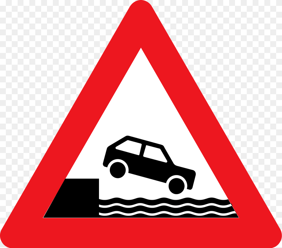 Unprotected Quayside Or Riverbank Sign In Denmark Clipart, Symbol, Car, Road Sign, Transportation Free Transparent Png