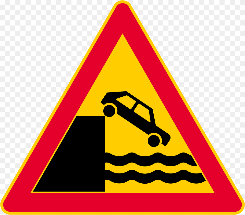 Unprotected Quayside Or Riverbank Sign In Finland Clipart, Symbol, Road Sign Png