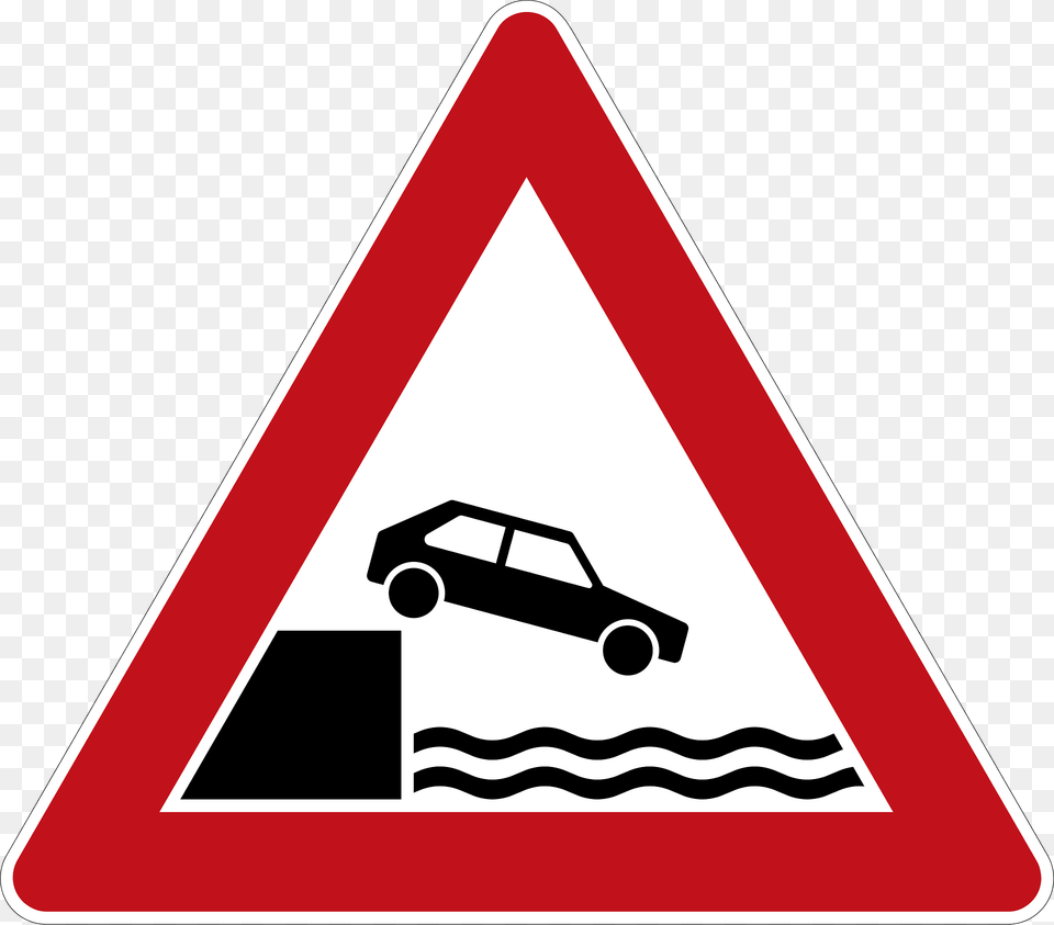 Unprotected Quayside Or Riverbank Sign In Germany Clipart, Symbol, Car, Transportation, Vehicle Free Png