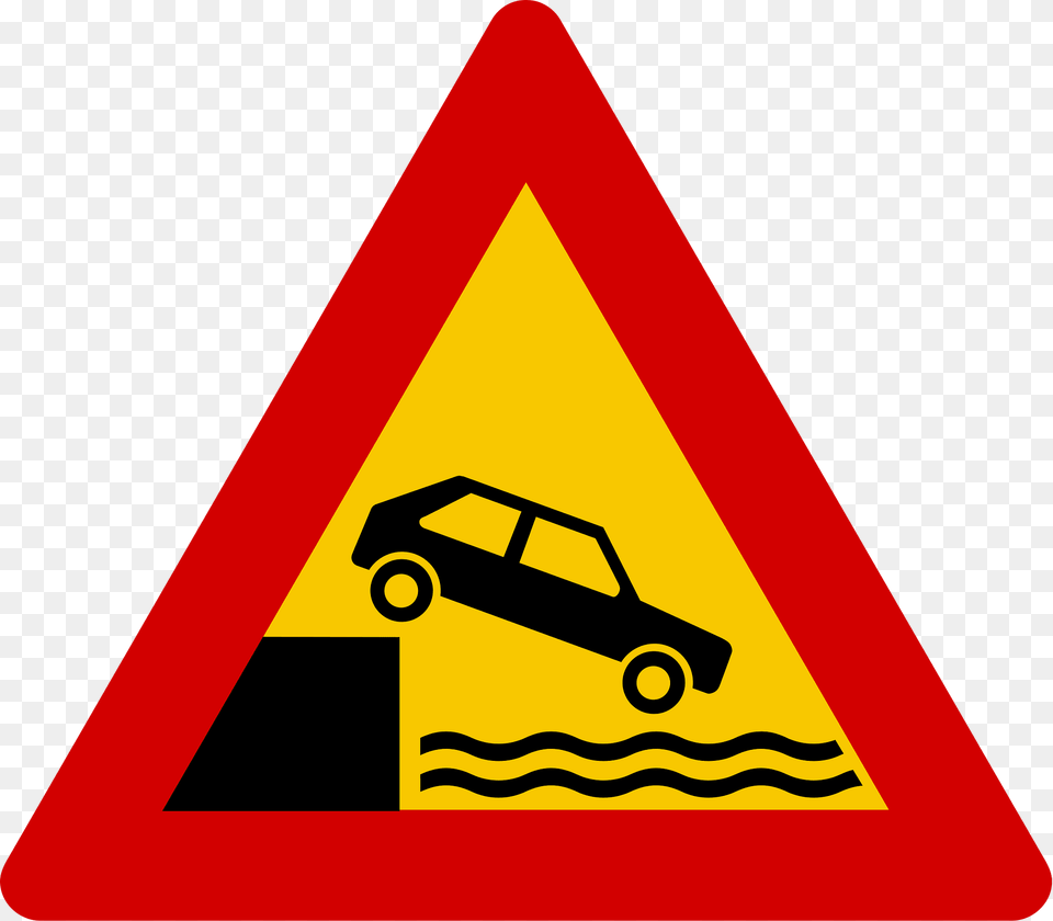 Unprotected Quayside Or Riverbank Sign In Iceland Clipart, Symbol, Road Sign, Car, Transportation Free Png Download