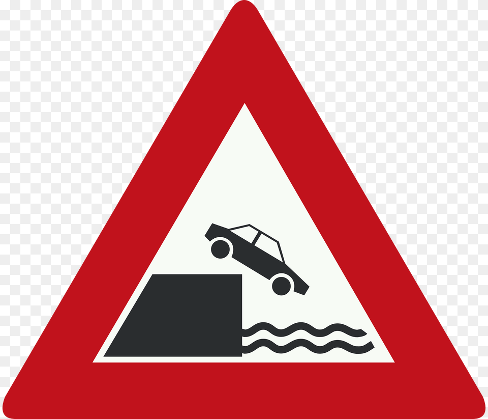 Unprotected Quayside Or Riverbank Sign In Netherlands Clipart, Symbol, Triangle, Road Sign Png