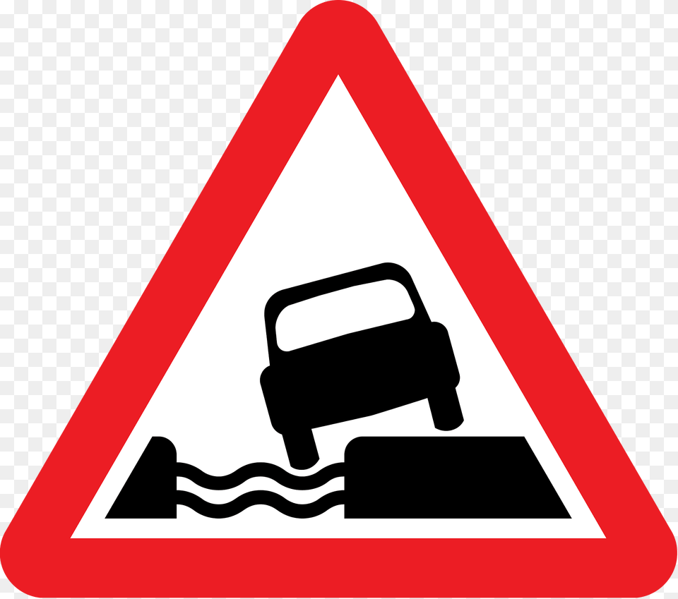 Unprotected Quayside Or Riverbank Sign In Uk Clipart, Symbol, Road Sign, Dynamite, Weapon Png