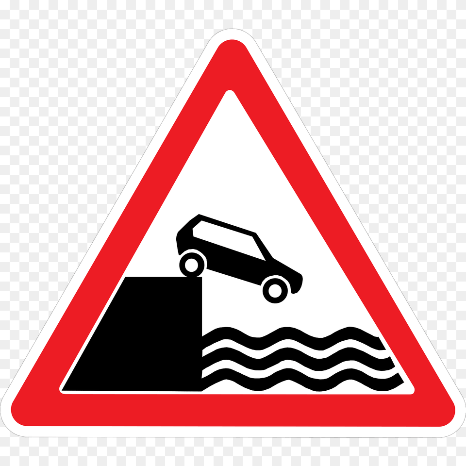 Unprotected Quayside Or Riverbank Sign In Ukraine Clipart, Symbol, Road Sign, Car, Transportation Free Png Download