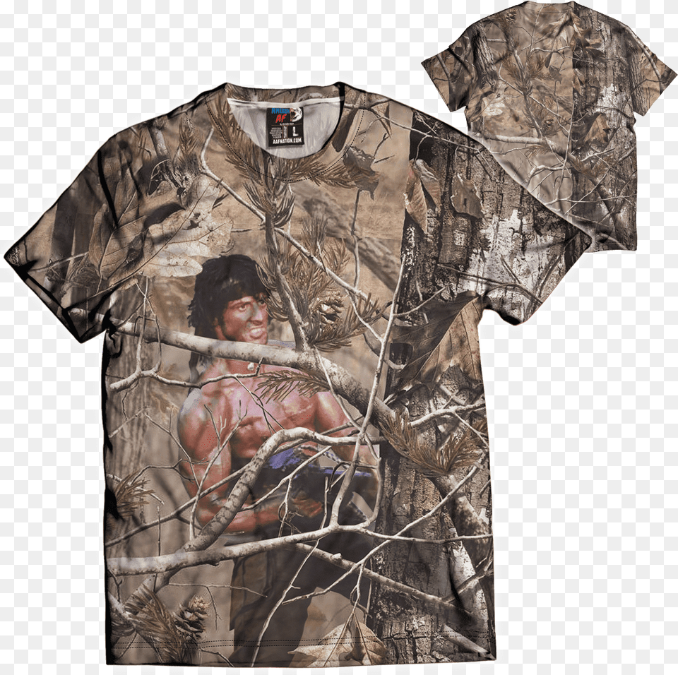 Unreal Tree John Rambo American Af Aaf Nation Realtree Camo, T-shirt, Clothing, Person, Man Free Transparent Png