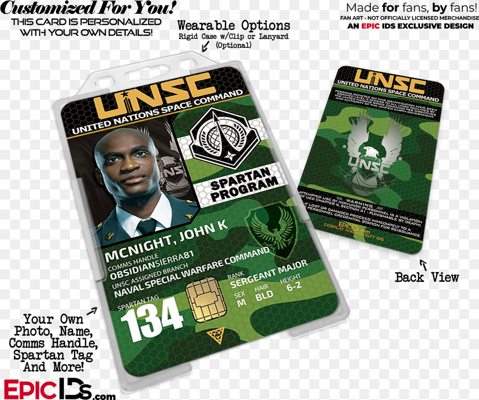 Unsc Halo United Nations Space Command Spartans Cosplay Shield Nick Fury Id, Text, Person, Man, Male Png Image