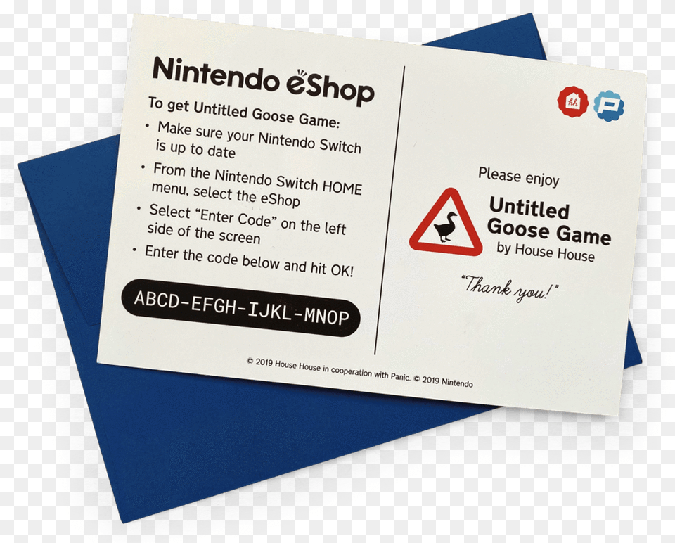 Untitled Goose Game Download Code Nintendo Eshop, Paper, Text, Business Card, Advertisement Png